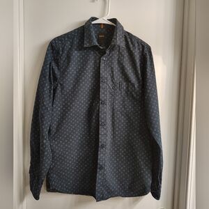 HUGO BOSS Men's Navy Blue Patterned Shirt